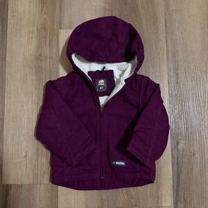 Berne Toddler Girls' Sherpa-Lined Softstone Hooded Coat in plum, size 2T.